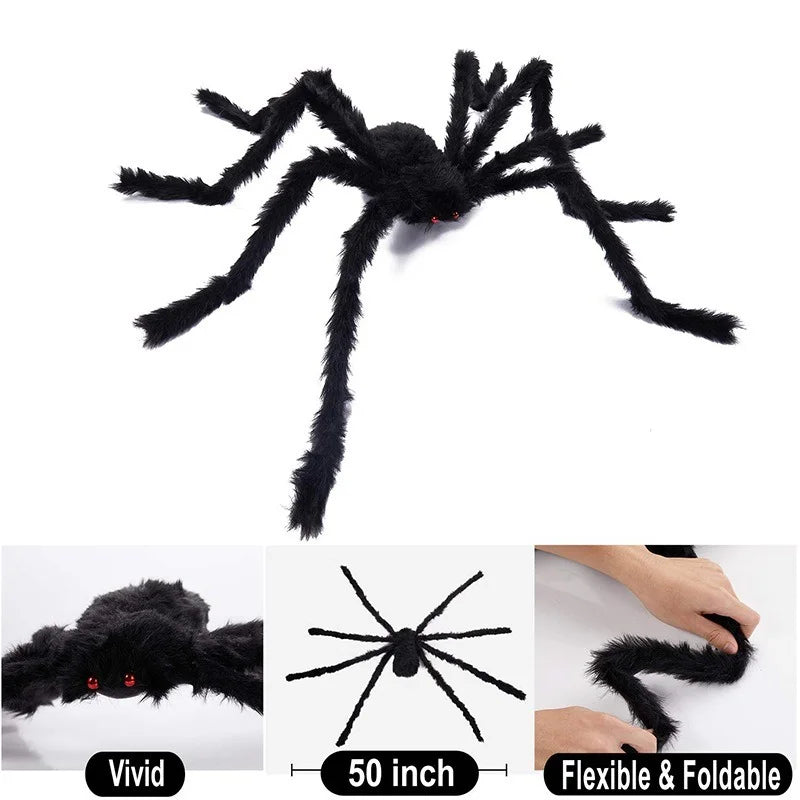 150/200cm Black Scary Giant Spider Huge Spider Web