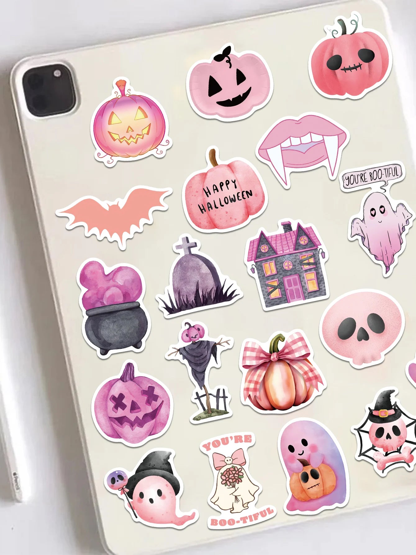 50pcs Halloween stickers Cartoon pink decorated suitcase , DIY waterproof stickers