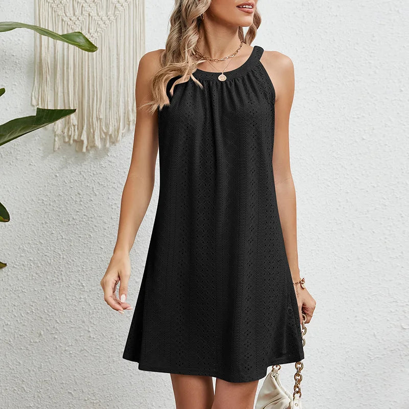 Cover Up , Hollow Out Dress , Sleeveless