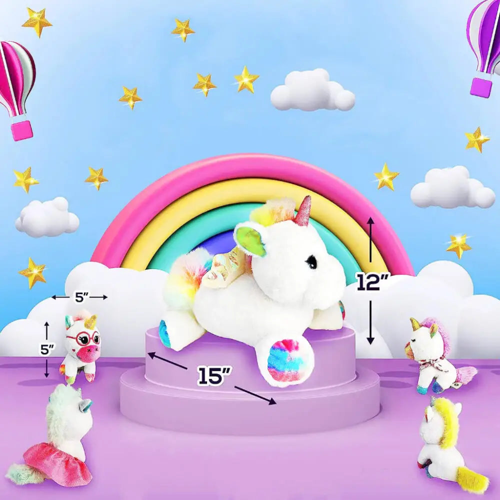 5 Rainbow Unicorn Mother and Child Plush Dolls