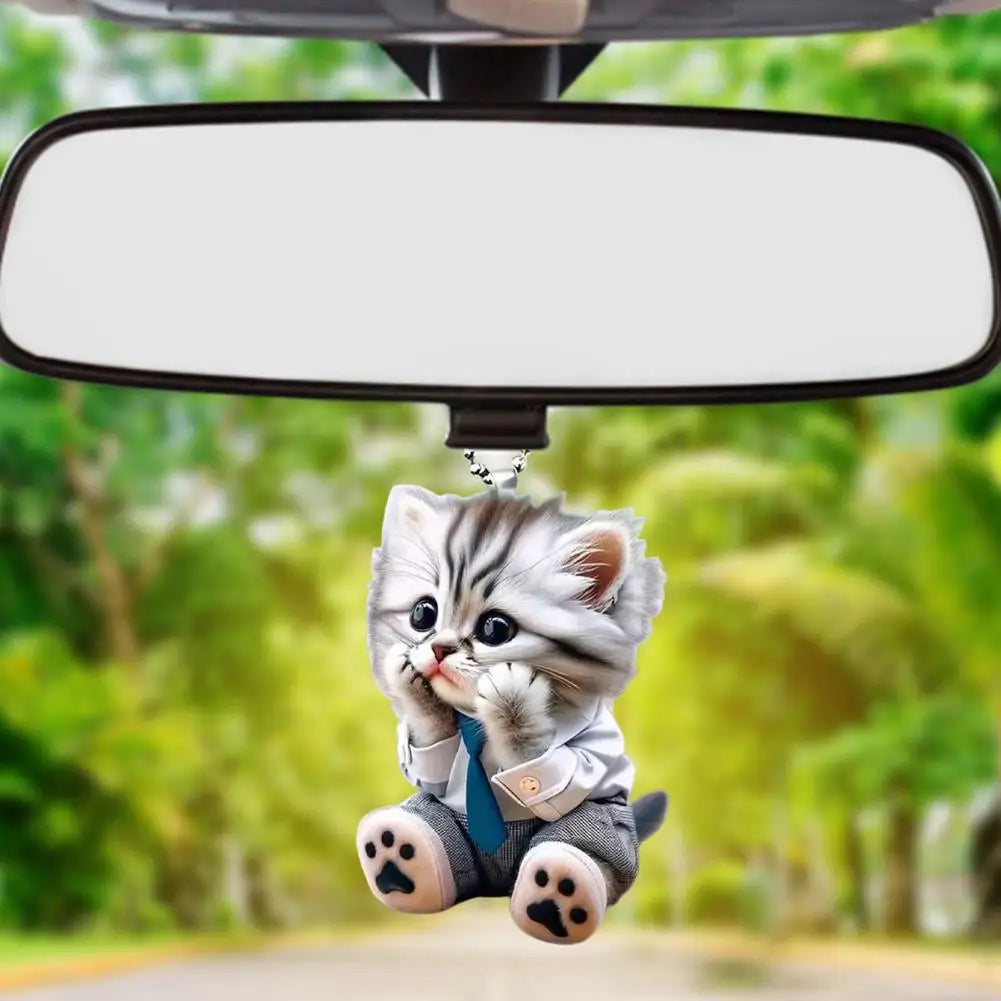 Cat-Shaped Rearview Mirror Decor