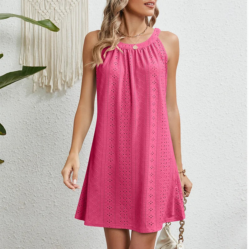 Cover Up , Hollow Out Dress , Sleeveless