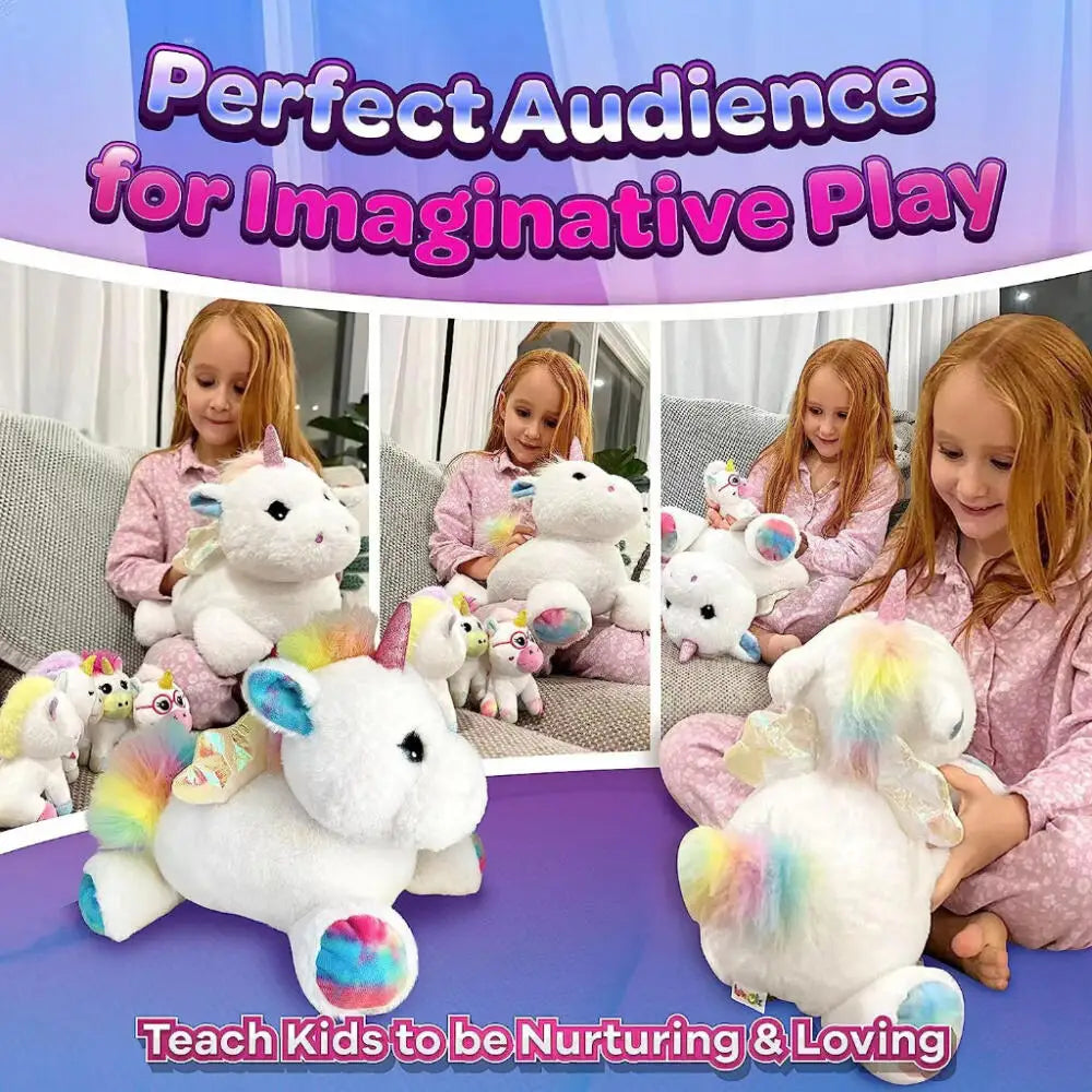 5 Rainbow Unicorn Mother and Child Plush Dolls