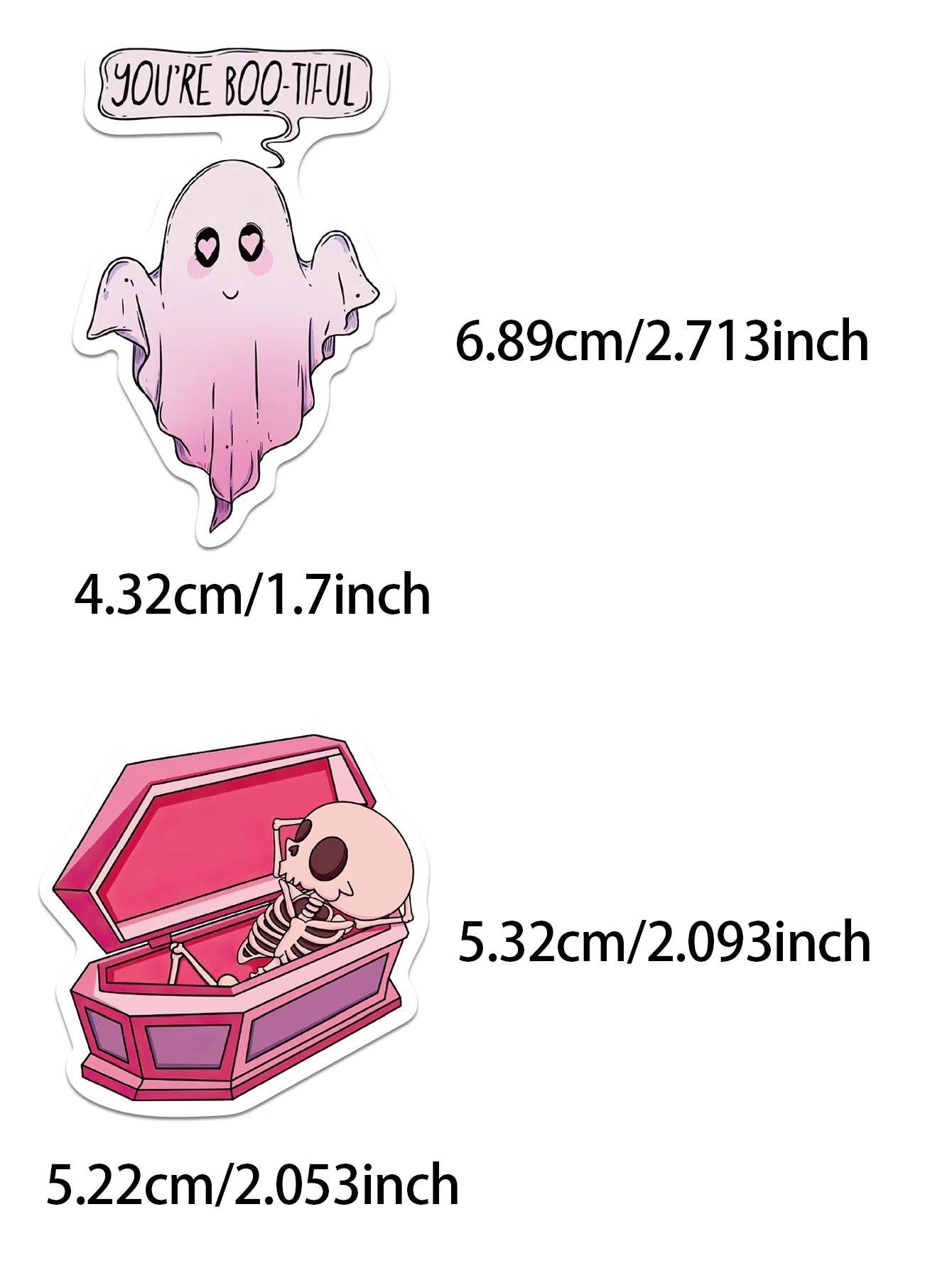 50pcs Halloween stickers Cartoon pink decorated suitcase , DIY waterproof stickers