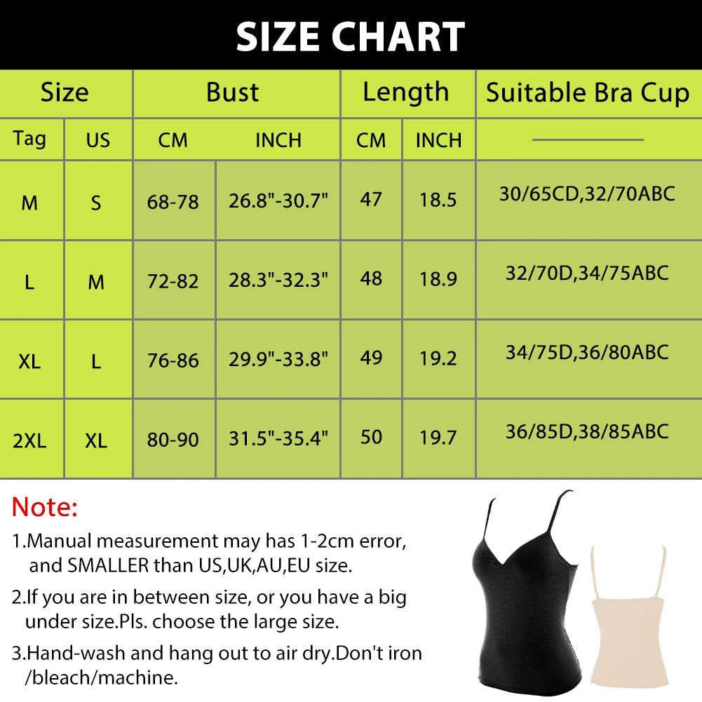 Women V-Neck Spaghetti Strap Camisole With Bulit-In Bra , Soft , Breathable , Padded , Wireless