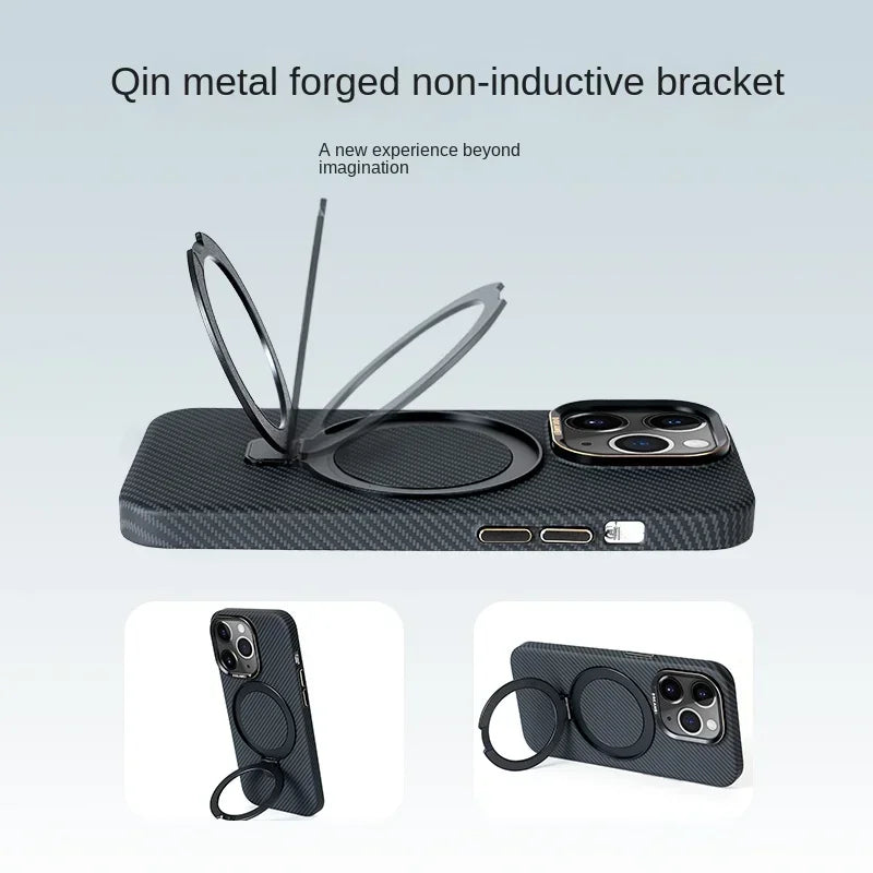 Drop-Proof , Carbon Fiber Textured , Magnetic Ring Holder For iPhone