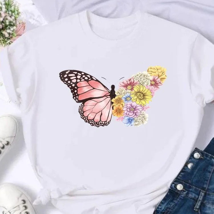 Women's European and American Clothing Butterfly Letter Printed