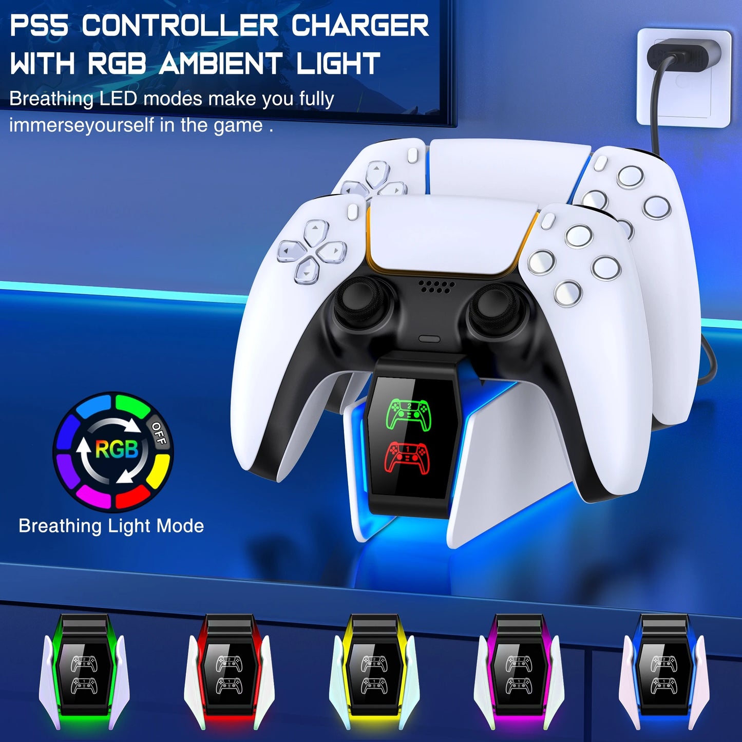 RGB Controller Charging Station - For PlayStation 5 Dual Fast Charger