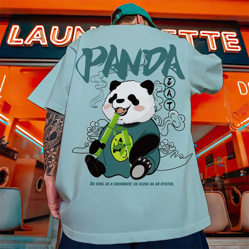 Kawaii Anime panda Print T Shirt , Casual Short Sleeve Tshirt