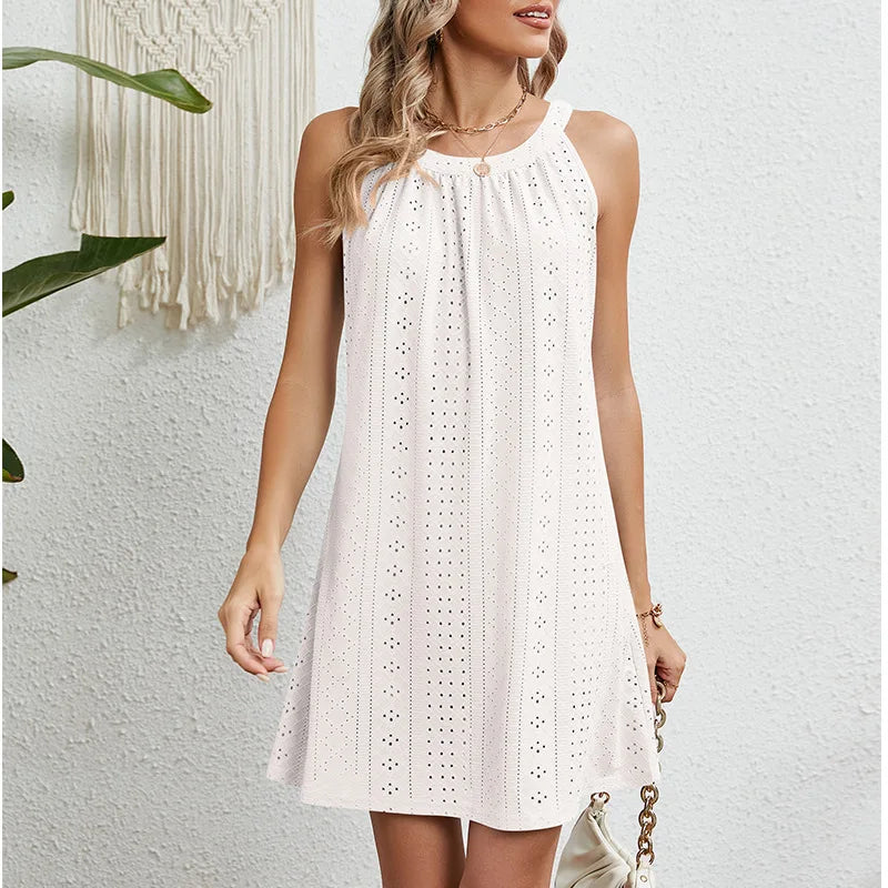 Cover Up , Hollow Out Dress , Sleeveless