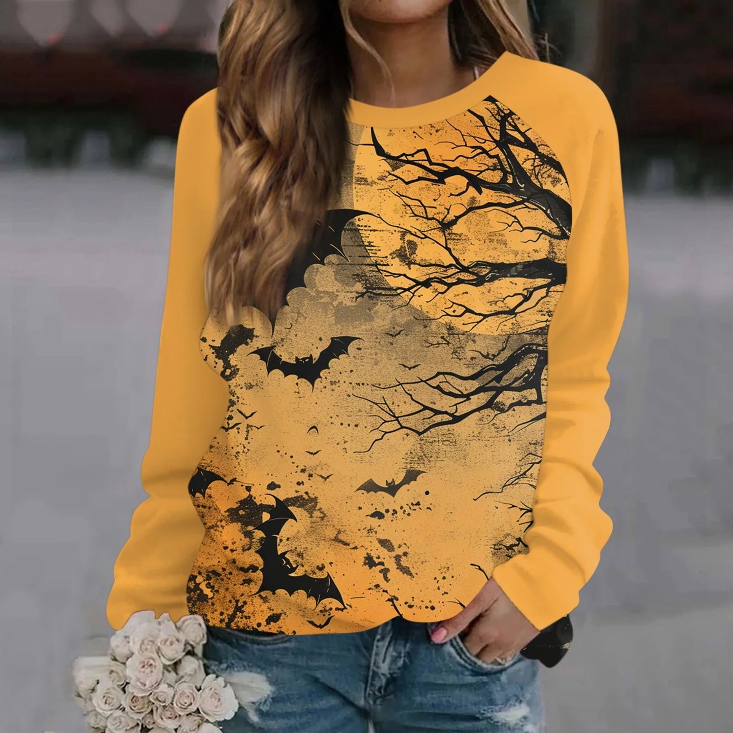 Pumpkin Print T Shirt for Women