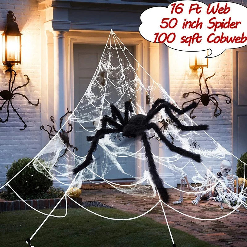 150/200cm Black Scary Giant Spider Huge Spider Web