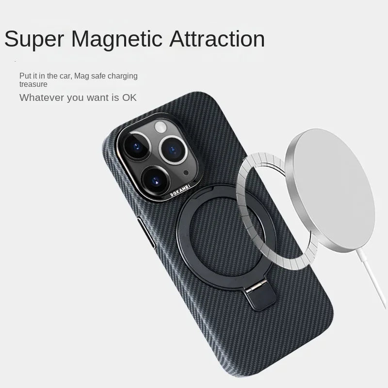 Drop-Proof , Carbon Fiber Textured , Magnetic Ring Holder For iPhone