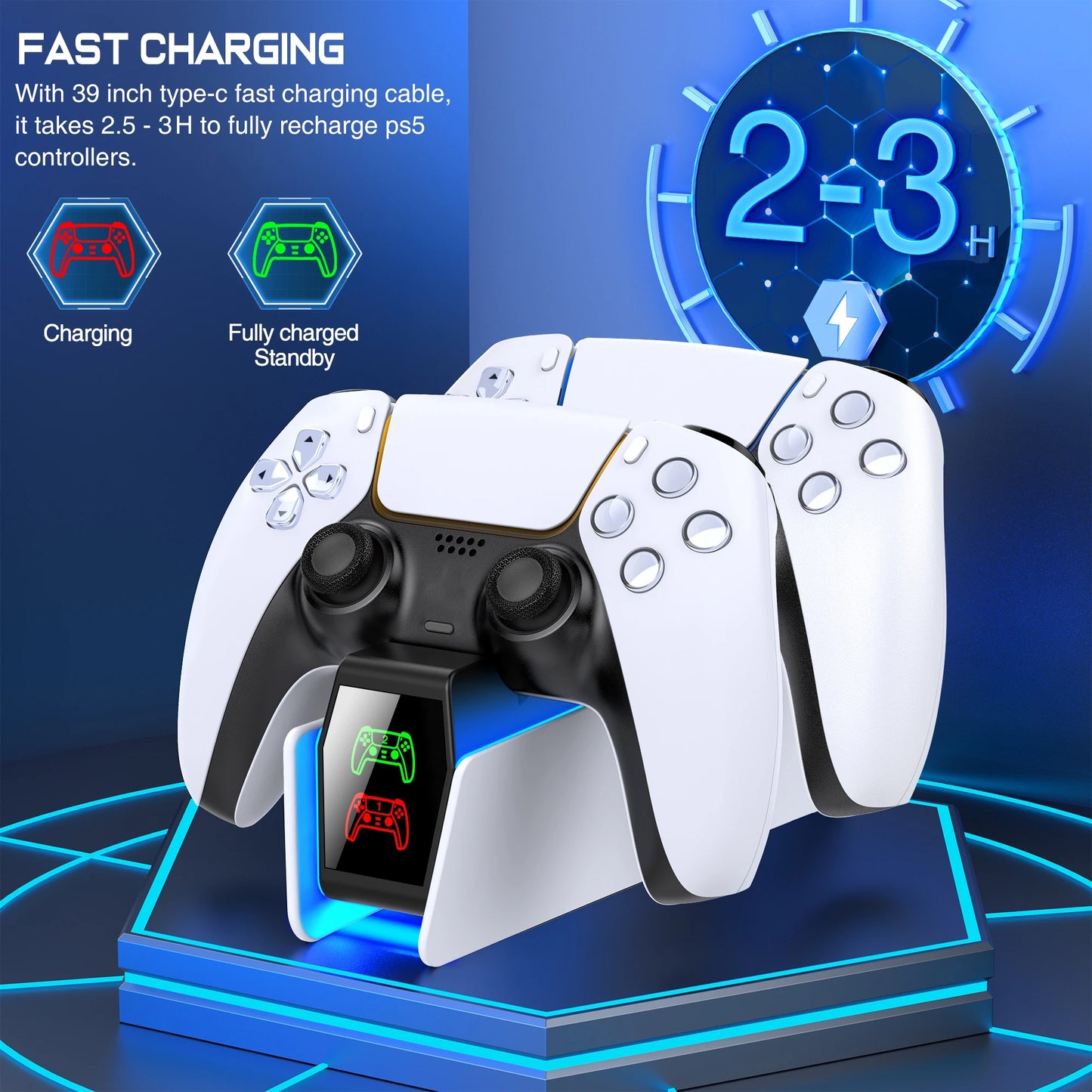 RGB Controller Charging Station - For PlayStation 5 Dual Fast Charger