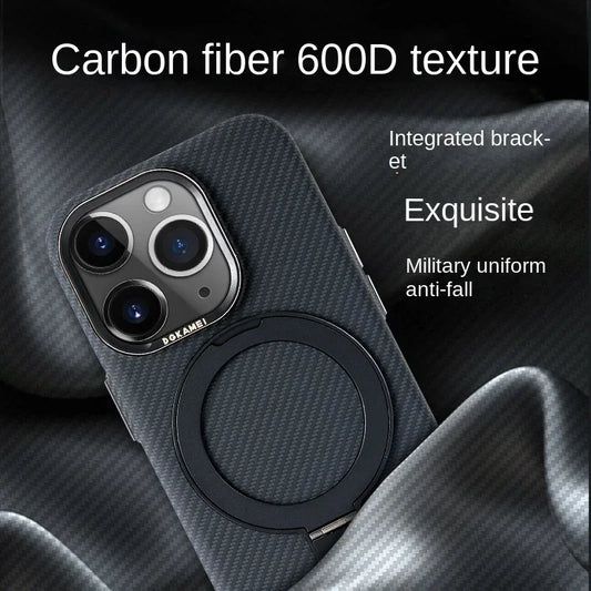 Drop-Proof , Carbon Fiber Textured , Magnetic Ring Holder For iPhone