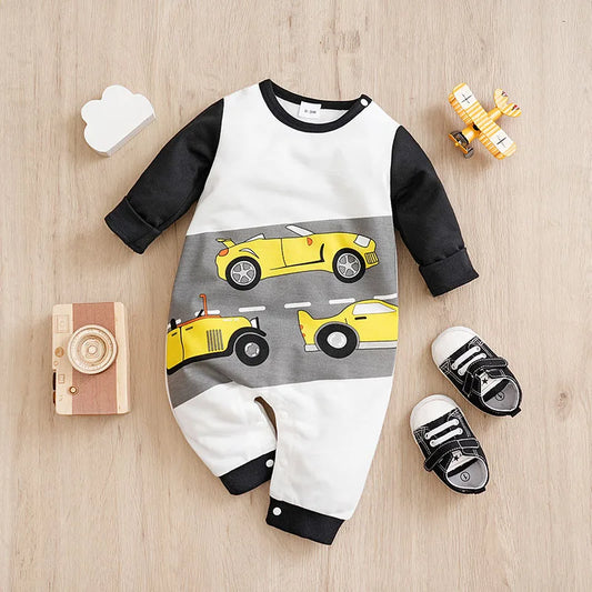 Long-sleeved baby onesies , Black and white cows , Short Sleeves