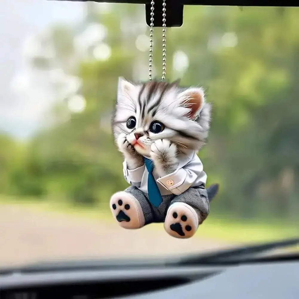 Cat-Shaped Rearview Mirror Decor