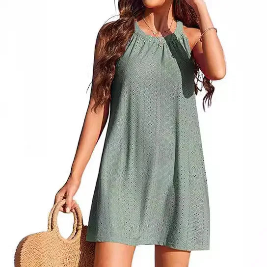 Cover Up , Hollow Out Dress , Sleeveless